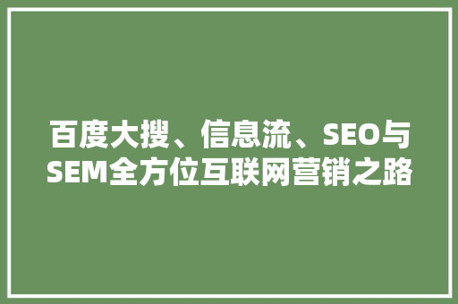 百度大搜、信息流、SEO与SEM全方位互联网营销之路 必应SEO