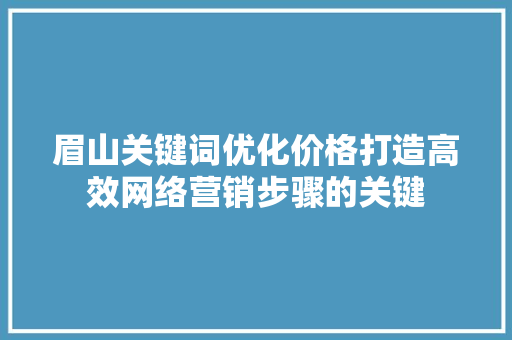眉山关键词优化价格打造高效网络营销步骤的关键 网站建设公司