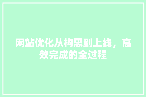网站优化从构思到上线，高效完成的全过程
