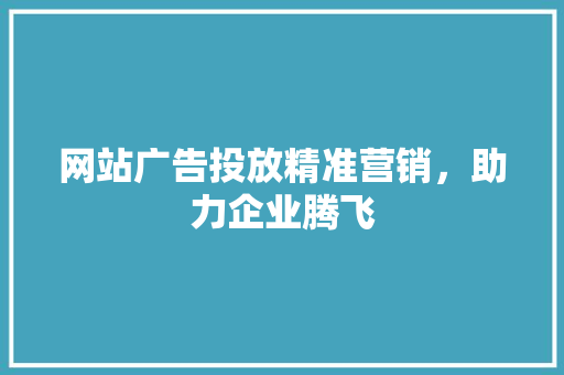 网站广告投放精准营销，助力企业腾飞