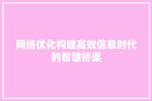 网络优化构建高效信息时代的智慧桥梁 搜狗SEO
