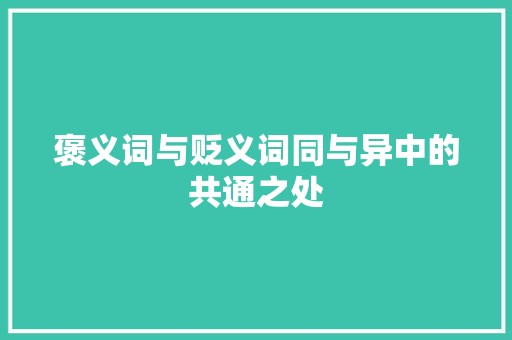 褒义词与贬义词同与异中的共通之处 网站建设公司