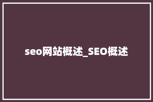 seo网站概述_SEO概述 seo网站概述_SEO概述 SEO关键词