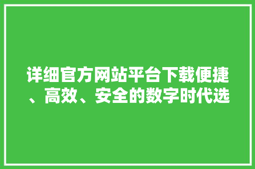 详细官方网站平台下载便捷、高效、安全的数字时代选择