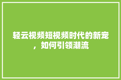 轻云视频短视频时代的新宠，如何引领潮流 百度SEO