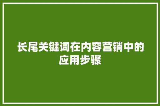 长尾关键词在内容营销中的应用步骤 SEO关键词