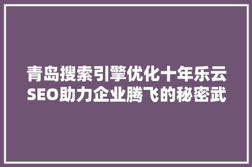 青岛搜索引擎优化十年乐云SEO助力企业腾飞的秘密武器