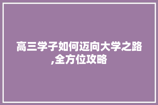 高三学子如何迈向大学之路,全方位攻略 搜狗SEO