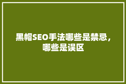 黑帽SEO手法哪些是禁忌，哪些是误区