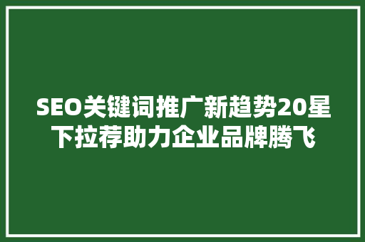 SEO关键词推广新趋势20星下拉荐助力企业品牌腾飞 神马SEO