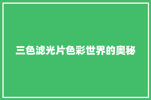 三色滤光片色彩世界的奥秘 SEO关键词
