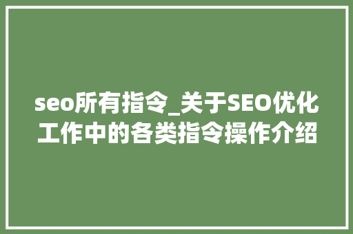 seo所有指令_关于SEO优化工作中的各类指令操作介绍 seo所有指令_关于SEO优化工作中的各类指令操作介绍 SEO关键词