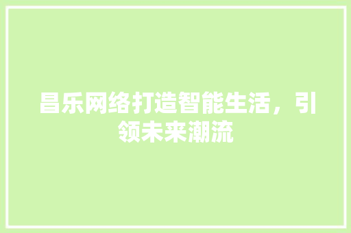 昌乐网络打造智能生活，引领未来潮流 SEO关键词