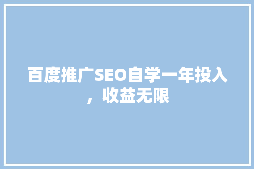 百度推广SEO自学一年投入，收益无限 SEO关键词