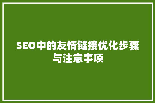 SEO中的友情链接优化步骤与注意事项 必应SEO