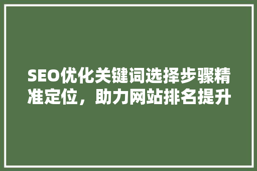 SEO优化关键词选择步骤精准定位，助力网站排名提升 SEO关键词