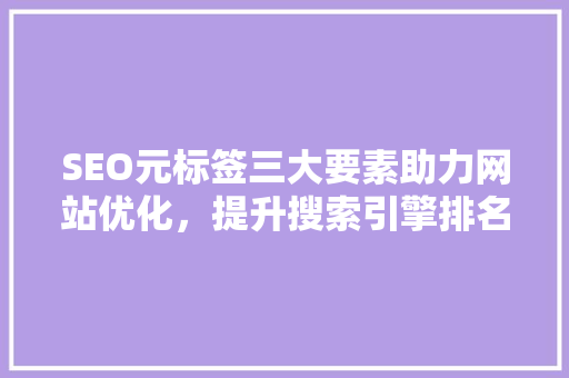 SEO元标签三大要素助力网站优化，提升搜索引擎排名 神马SEO