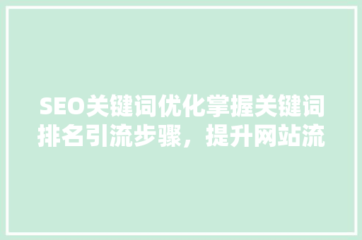 SEO关键词优化掌握关键词排名引流步骤，提升网站流量与转化率 网站建设公司