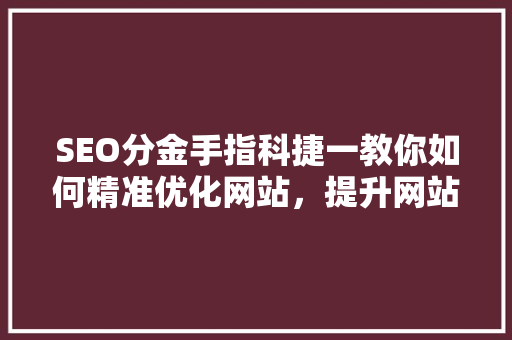 SEO分金手指科捷一教你如何精准优化网站，提升网站排名