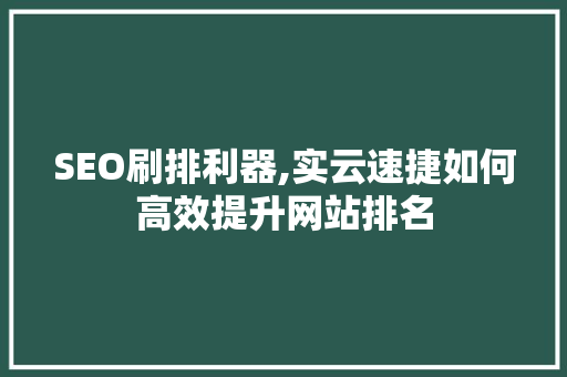 SEO刷排利器,实云速捷如何高效提升网站排名 网站建设公司