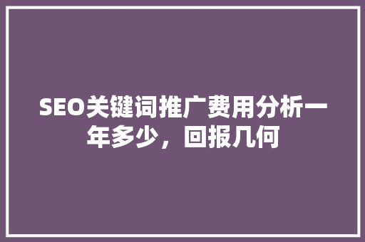 SEO关键词推广费用分析一年多少，回报几何 神马SEO