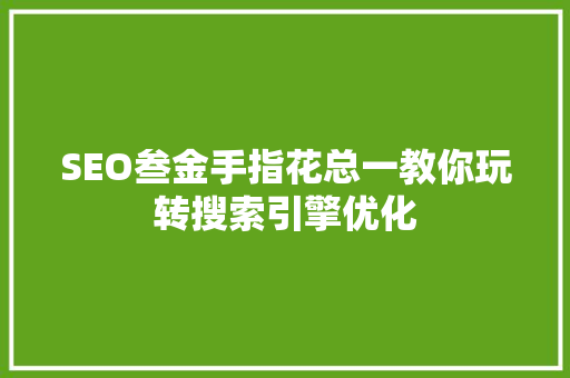 SEO叁金手指花总一教你玩转搜索引擎优化 SEO关键词