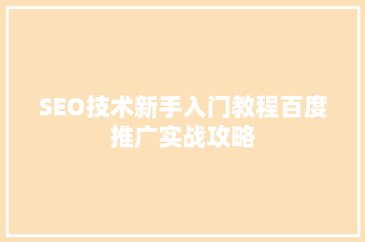 SEO技术新手入门教程百度推广实战攻略 必应SEO