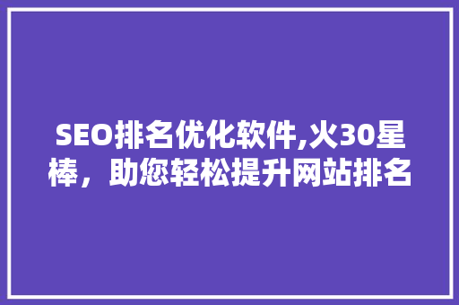 SEO排名优化软件,火30星棒，助您轻松提升网站排名