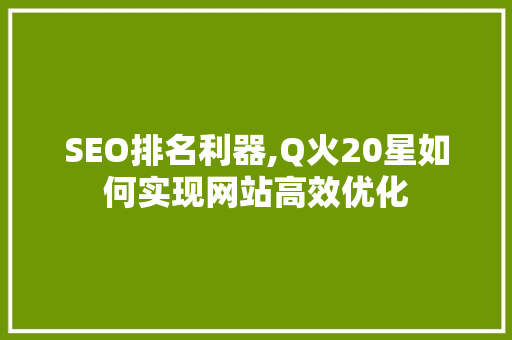 SEO排名利器,Q火20星如何实现网站高效优化