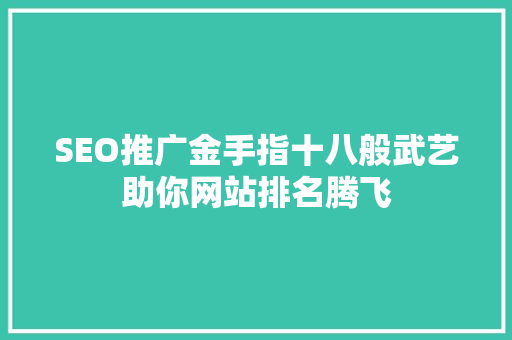 SEO推广金手指十八般武艺助你网站排名腾飞 SEO关键词