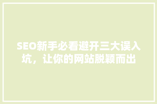 SEO新手必看避开三大误入坑，让你的网站脱颖而出 SEO关键词