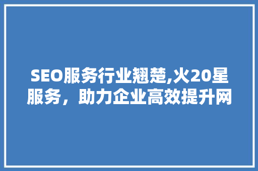 SEO服务行业翘楚,火20星服务，助力企业高效提升网站排名 搜狗SEO