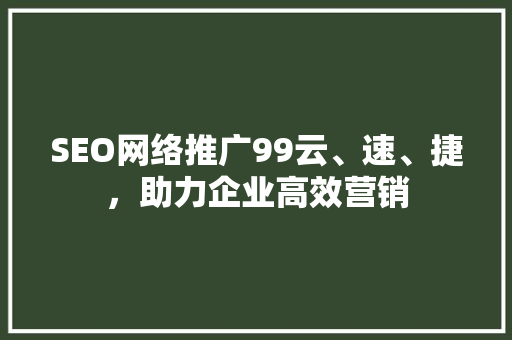 SEO网络推广99云、速、捷，助力企业高效营销 神马SEO