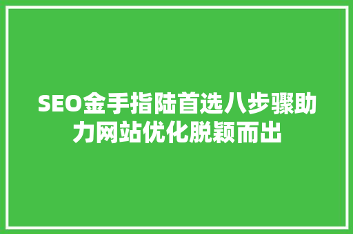 SEO金手指陆首选八步骤助力网站优化脱颖而出 百度SEO