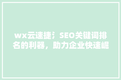 wx云速捷氵SEO关键词排名的利器，助力企业快速崛起