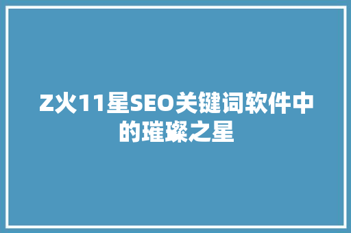 Z火11星SEO关键词软件中的璀璨之星