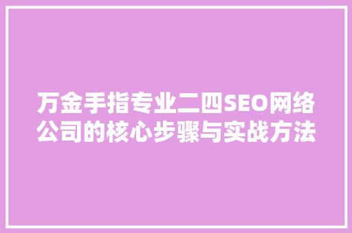 万金手指专业二四SEO网络公司的核心步骤与实战方法