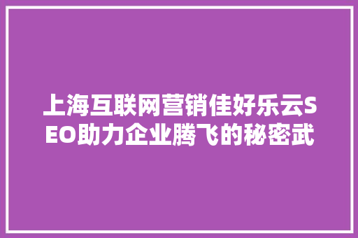 上海互联网营销佳好乐云SEO助力企业腾飞的秘密武器 网站建设公司