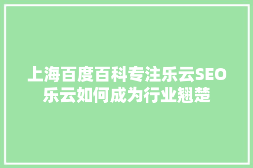 上海百度百科专注乐云SEO乐云如何成为行业翘楚 网站建设公司