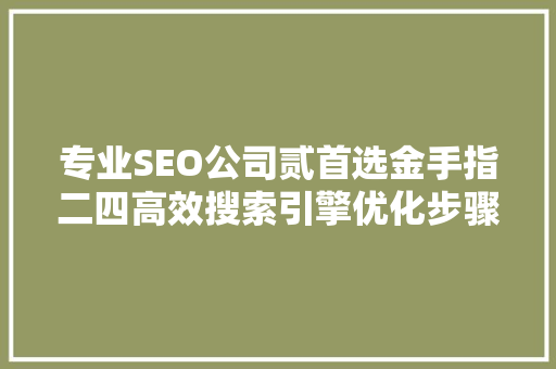 专业SEO公司贰首选金手指二四高效搜索引擎优化步骤