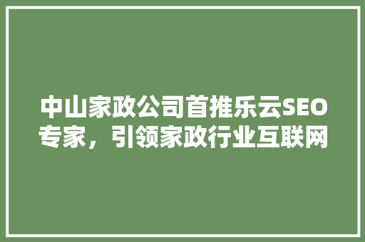 中山家政公司首推乐云SEO专家，引领家政行业互联网营销新潮流 SEO关键词