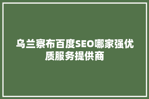 乌兰察布百度SEO哪家强优质服务提供商 百度SEO