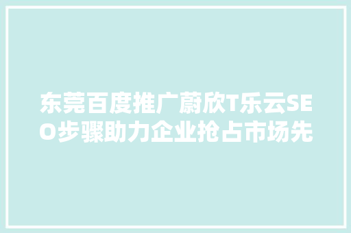 东莞百度推广蔚欣T乐云SEO步骤助力企业抢占市场先机