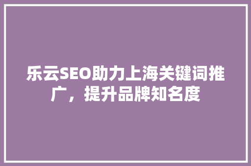乐云SEO助力上海关键词推广，提升品牌知名度 网站建设公司