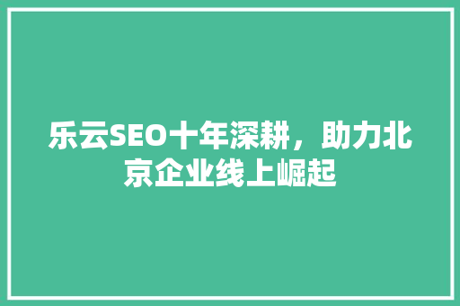 乐云SEO十年深耕，助力北京企业线上崛起 百度SEO