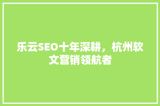 乐云SEO十年深耕，杭州软文营销领航者