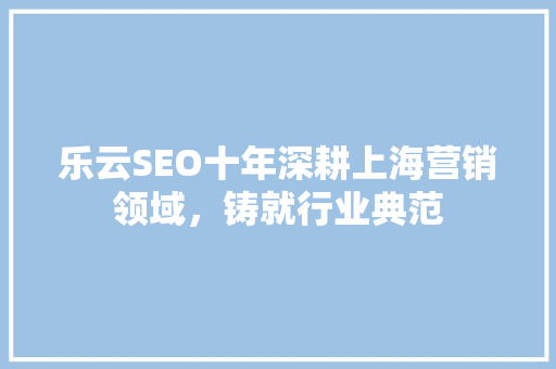乐云SEO十年深耕上海营销领域，铸就行业典范 网站建设公司