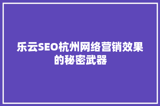 乐云SEO杭州网络营销效果的秘密武器 网站建设公司