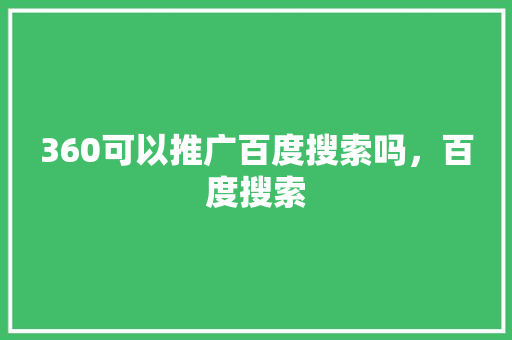 360可以推广百度搜索吗，百度搜索 必应SEO