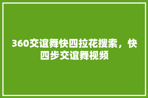 360交谊舞快四拉花搜索，快四步交谊舞视频